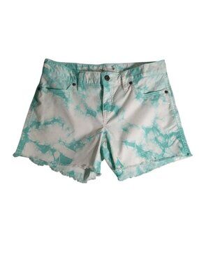 Carve Designs Oahu Womens Tie Dye Frayed Hem Denim Shorts Sea Glass Size 0